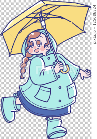 傘をさす女の子のイラスト 傘をさす女の子のイラスト 125086524