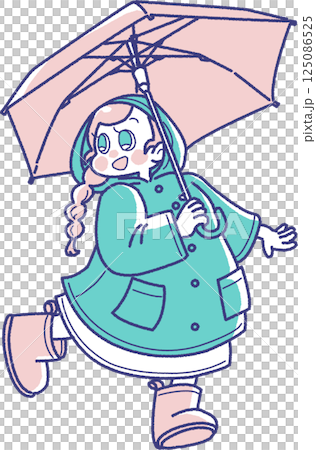 Illustration of a girl holding an umbrella 125086525