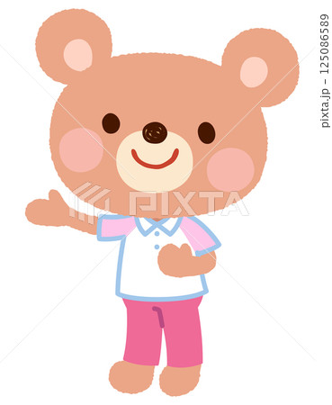 かわいいクマのキャラクター　スタッフ　店員 125086589