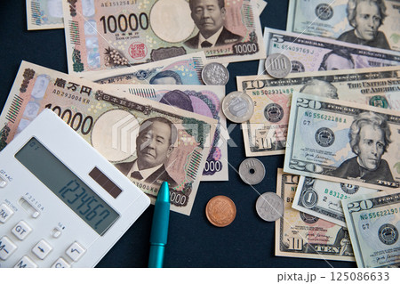 資産形成　日本円(新札)と米ドル 125086633