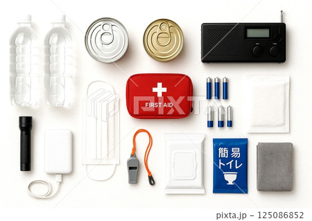 災害備蓄品の整列セット 125086852