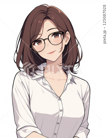 メガネをかけた女性 AI画像のイラスト素材 [125087028] - PIXTA