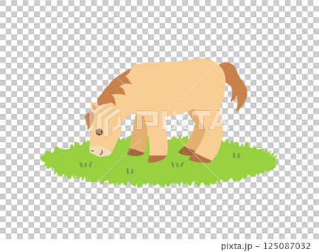 Illustration of a horse eating grass Illustration of a horse eating grass 125087032