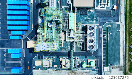 工業地帯の風景 真俯瞰空撮 工業地帯の風景 真俯瞰空撮 125087276