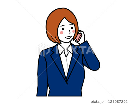 スマホで電話するスーツの女性 125087292