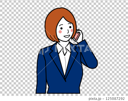 スマホで電話するスーツの女性 125087292