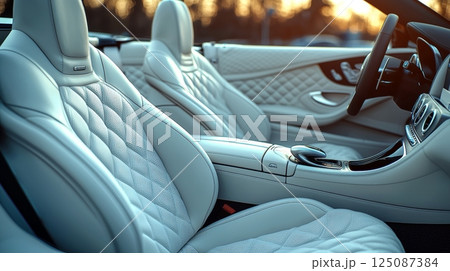 Luxurious Interior of a Hybrid Car Showcasing Eco-Friendly Design Features 125087384