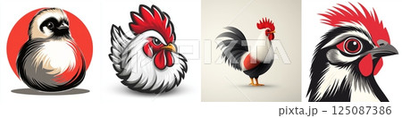 Colorful Silkie Chicken Vector Logo Design for Peaceful and Simple Themes 125087386