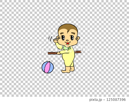 手を振る赤ちゃん 125087396
