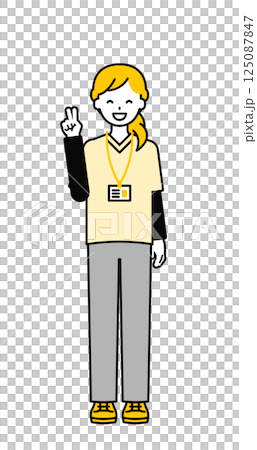 Full body pose_simple caregiver woman 04 Full body pose_simple caregiver woman 04 125087847