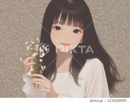 花を持つ女性のイラスト 125088095