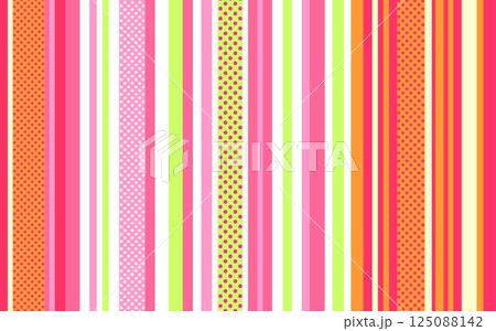 ストライプ模様　カラフル　オレンジ色　ピンク　ドット 125088142