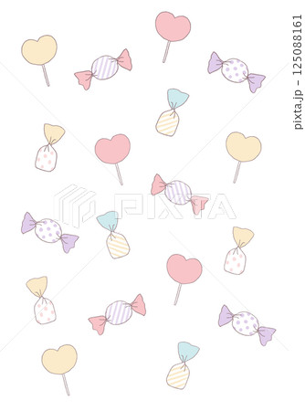 くすみカラーの色々キャンディーの手描き背景 くすみカラーの色々キャンディーの手描き背景 125088161