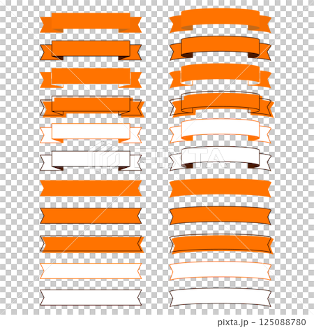 簡單的絲帶框架集插圖裝飾框架橫幅設計橙色 125088780