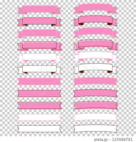 簡單的絲帶框架集插畫裝飾框架橫幅設計粉紅色 125088781