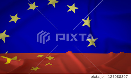 The China and Eu flag for Business concept 3d Rendering. 125088897