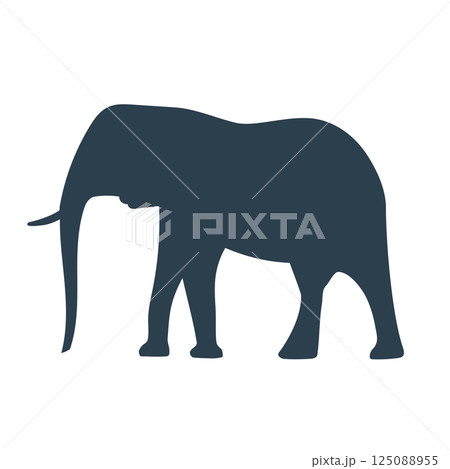シンプルな象のシルエットイラスト 125088955