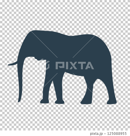 シンプルな象のシルエットイラスト 125088955