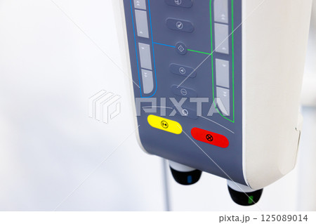 Advanced medical equipment display showcasing essential controls and functionalities in a clinical setting Advanced medical equipment display showcasing essential controls and functionalities in a clinical setting 125089014