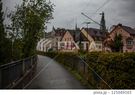 Exploring the charming streets of Zurich, Switzerland on a misty autumn day 125089165