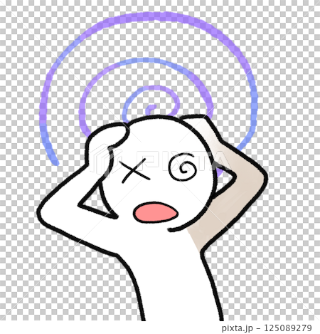 Illustration of a person holding his head 125089279