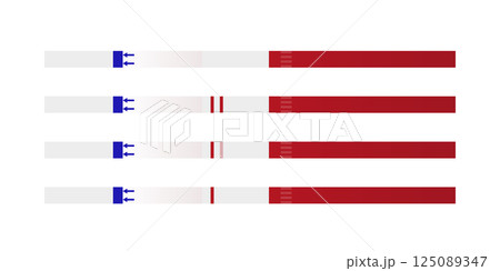 Pregnancy test strips showing different hCG hormone levels Pregnancy test strips showing different hCG hormone levels 125089347