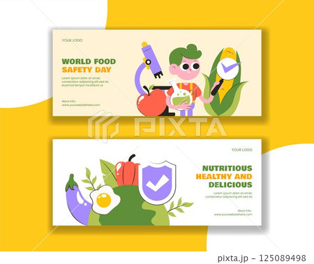 Hand Drawn Social Media Horizontal Banner for World Food Safety Day Celebration Hand Drawn Social Media Horizontal Banner for World Food Safety Day Celebration 125089498