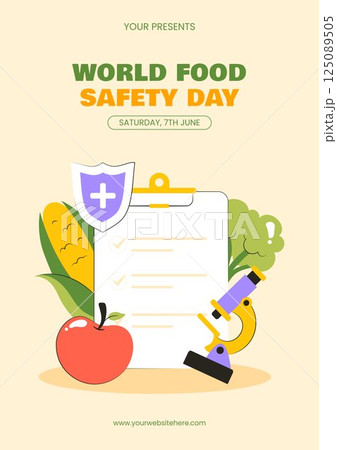 Flat Vector Social Media Template for World Food Safety Day Flyer Event 125089505