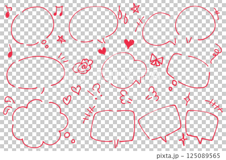 Hand-drawn speech bubble and comic symbol set 125089565