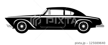 ビンテージな車のベクターによるモノクロームシルエット 125089640