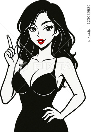 シンプルなセクシーな女性のワンポイント シンプルなセクシーな女性のワンポイント 125089689