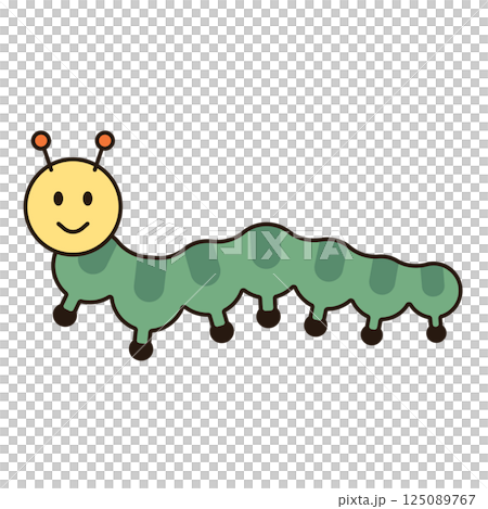 CATERPILLAR cute animal illustration outline doodle simple kawaii Japanese style drawing kiddy icon minimalist symbol isolated  125089767
