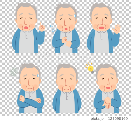 高齢男性　表情ポーズ　シニア　高齢者　後期高齢者 125090169