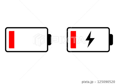 充電無しと充電中のアイコンセット 125090520
