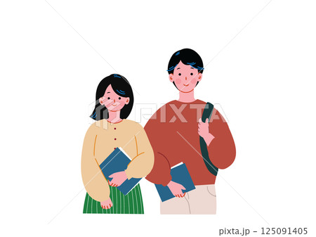 私服の学生の男女 125091405
