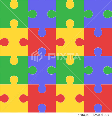 Vector seamless pattern of colorful puzzles. Texture of educational game Vector seamless pattern of colorful puzzles. Texture of educational game 125091905