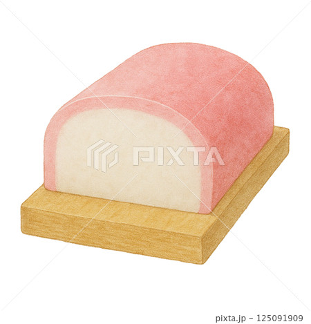 板かまぼこのイラスト・ピンク・木の板付き・和食素材・背景なし 板かまぼこのイラスト・ピンク・木の板付き・和食素材・背景なし 125091909