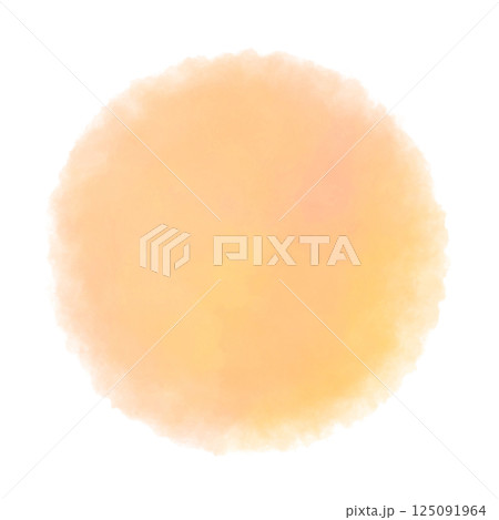 かわいいオレンジ色の丸い水彩テクスチャ 背景 125091964