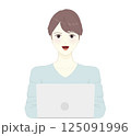 ノートパソコンを使ったリモートワーク中の女性 125091996
