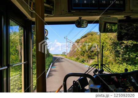 伊豆半島の最南端、下田駅から出発する東海バス。 南伊豆の海岸線を走り、中木へと至る。 伊豆半島静岡県 125092020