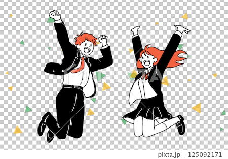 Jumping high school students confetti Jumping high school students confetti 125092171