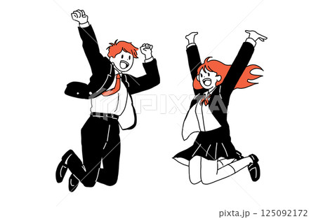 ジャンプする高校生 ジャンプする高校生 125092172