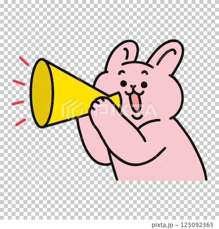拿著擴音器的兔子 125092365