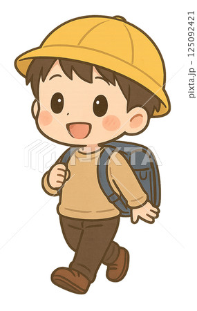 登校中の小学生の男の子 125092421