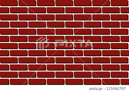 Red rectangle on black shadow on white background vector seamless pattern. Brick block pattern seamless. Red rectangle on black shadow on white background vector seamless pattern. Brick block pattern seamless. 125092797