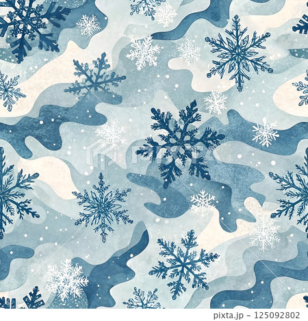 Seamless Christmas snowflake camouflage pattern 125092802