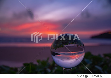 beautiful Sunset Through Crystal Sphere beautiful Sunset Through Crystal Sphere 125092868