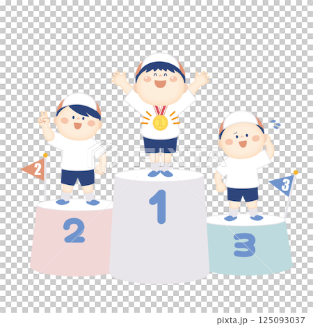Illustration of a boy standing on the podium 125093037