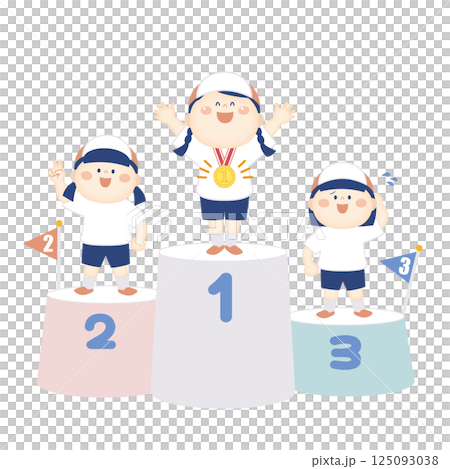 Illustration of a child on the podium: Girl Illustration of a child on the podium: Girl 125093038
