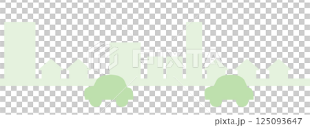 A simple townscape with green cars running 125093647